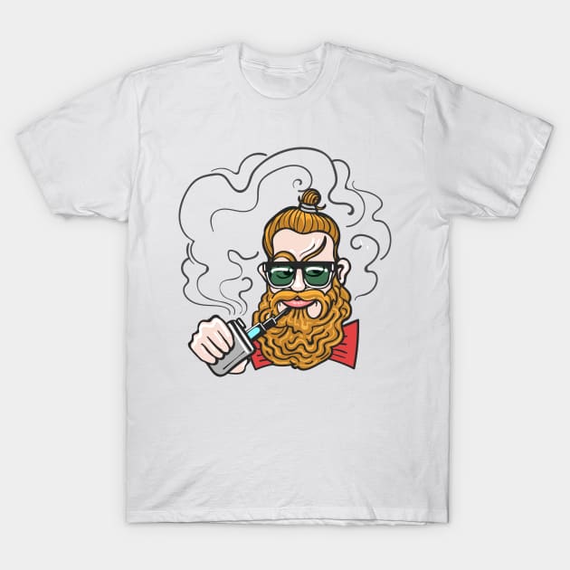 Young man smoking e-cigarette. T-Shirt by devaleta